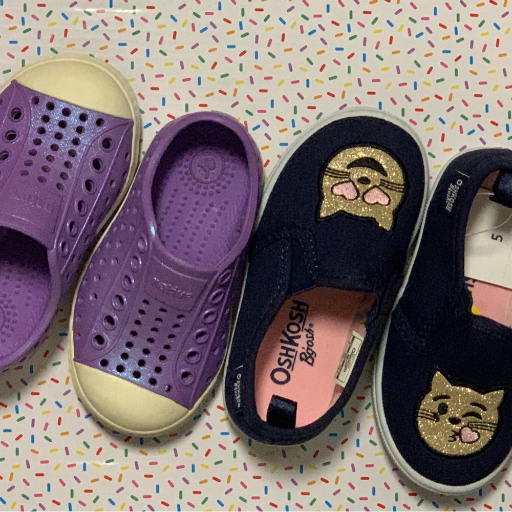 Size 5 Toddler Shoes (OshKosh & Native - 2 Pairs)